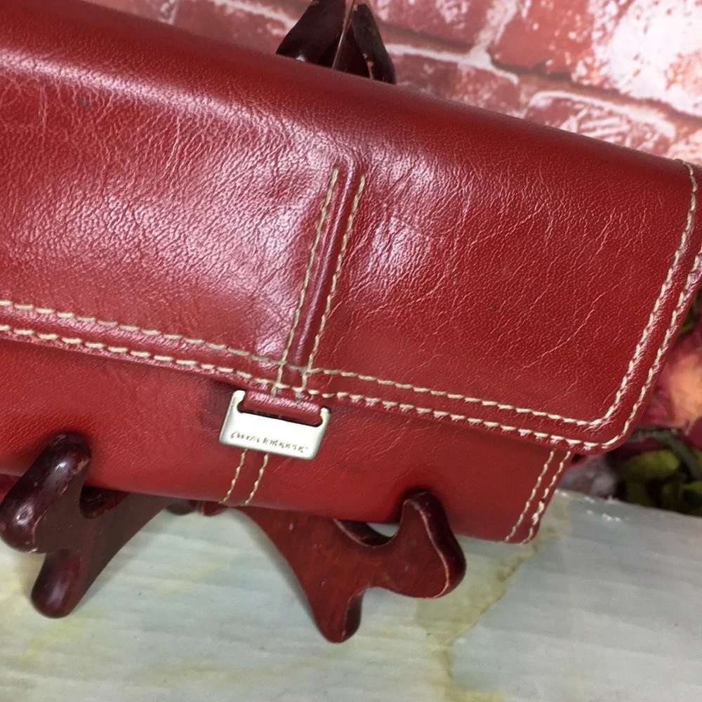 Vintage Y2K Liz Claiborne Dark Red Faux Leather Trifold Wallet